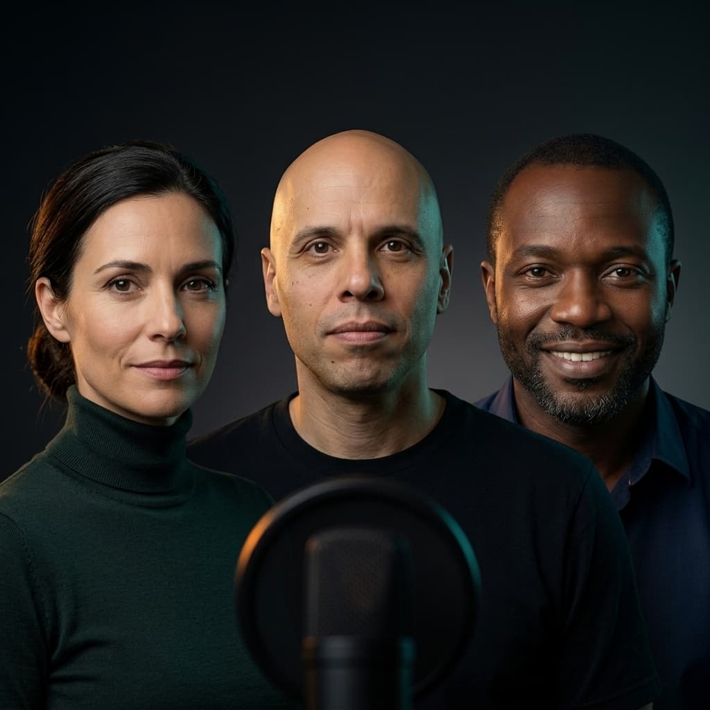 Group portrait of the cast: RUTGER, CELESTIN, MARIE