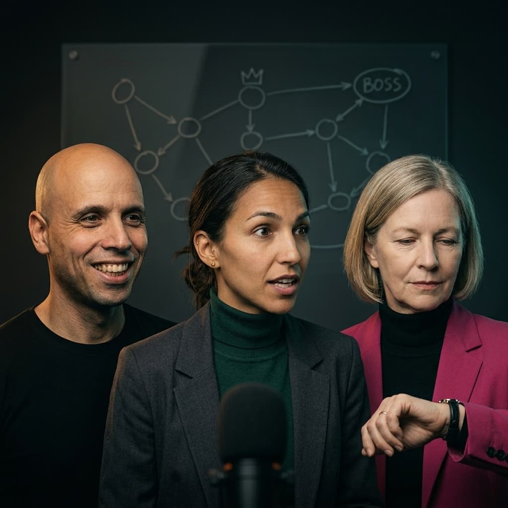 Group portrait of the cast: RUTGER, MARIE, ANGELA