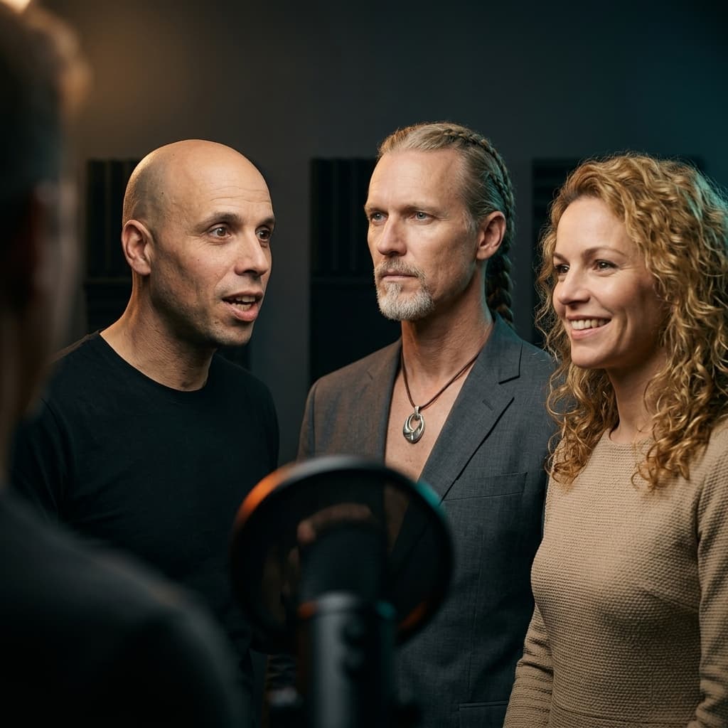 Group portrait of the cast: RUTGER, ORACLE, SAAR