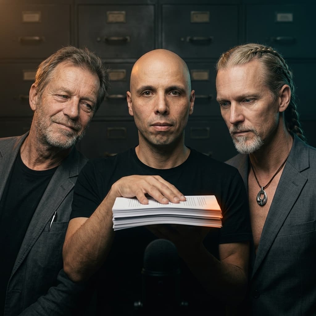 Group portrait of the cast: RUTGER, ORACLE, FRITS